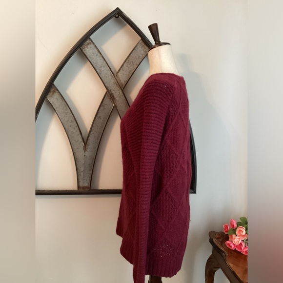 AMERICAN EAGLE Wine Cotton Wool Blend Knit Tunic Roomy Sweater - Picture 5 of 11